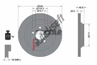 TEXTAR Brzdov kotou PRO - 335 mm TXT 92343303, 92343303