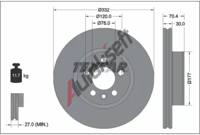 TEXTAR Brzdov kotou PRO+ - 332 mm TXT 92345105, 92345105