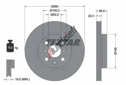 TEXTAR Brzdový kotouč PRO - 260 mm TXT 92346103, 92346103 TEXTAR Brzdový kotouč PRO - 260 mm TXT 92346103, 92346103