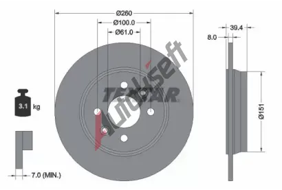 TEXTAR Brzdov kotou PRO - 260 mm TXT 92347603, 92347603