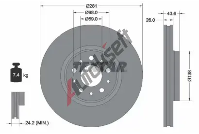 TEXTAR Brzdov kotou PRO - 281 mm TXT 92349303, 92349303