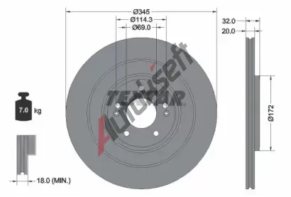 TEXTAR Brzdový kotouč PRO - 345 mm TXT 92349403, 92349403 TEXTAR Brzdový kotouč PRO - 345 mm TXT 92349403, 92349403