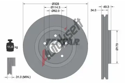 TEXTAR Brzdov kotou PRO+ - 328 mm TXT 92349505, 92349505