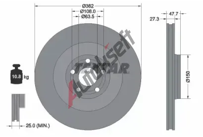 TEXTAR Brzdový kotouč PRO+ - 362 mm TXT 92350805, 92350805  TEXTAR Brzdový kotouč PRO+ - 362 mm TXT 92350805, 92350805