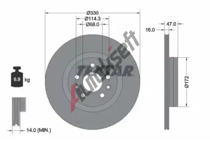 TEXTAR Brzdov kotou PRO - 330 mm TXT 92351803, 92351803