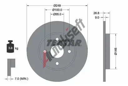 TEXTAR Brzdový kotouč PRO - 249 mm TXT 92352203, 92352203 TEXTAR Brzdový kotouč PRO - 249 mm TXT 92352203, 92352203