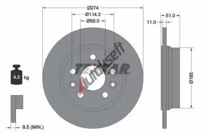 TEXTAR Brzdový kotouč PRO - 274 mm TXT 92352803, 92352803 TEXTAR Brzdový kotouč PRO - 274 mm TXT 92352803, 92352803
