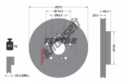 TEXTAR Brzdový kotouč PRO - 273 mm TXT 92354803, 92354803 TEXTAR Brzdový kotouč PRO - 273 mm TXT 92354803, 92354803