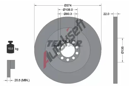 TEXTAR Brzdov kotou - 374 mm TXT 93015500, 93015500