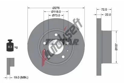 TEXTAR Brzdov kotou PRO - 276 mm TXT 93104603, 93104603