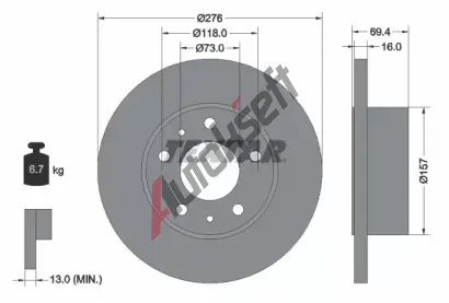 TEXTAR Brzdov kotou - 276 mm TXT 93104700, 93104700