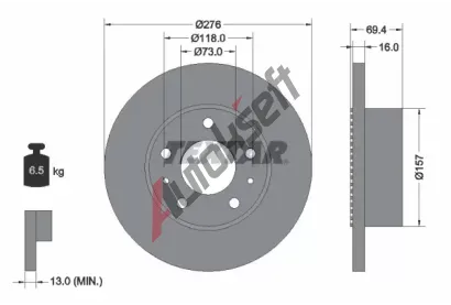TEXTAR Brzdov kotou - 276 mm TXT 93104800, 93104800