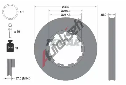 TEXTAR Brzdov� kotou� - 432 mm TXT 93145611, 93145611