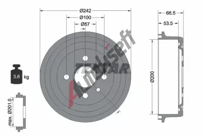 TEXTAR Brzdový buben TXT 94008600, 94008600 TEXTAR Brzdový buben TXT 94008600, 94008600