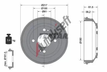 TEXTAR Brzdov buben TXT 94017500, 94017500