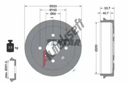 TEXTAR Brzdový buben TXT 94026500, 94026500 TEXTAR Brzdový buben TXT 94026500, 94026500