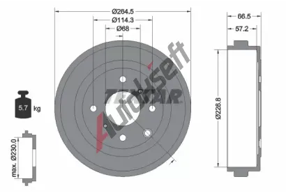 TEXTAR Brzdový buben TXT 94046400, 94046400 TEXTAR Brzdový buben TXT 94046400, 94046400