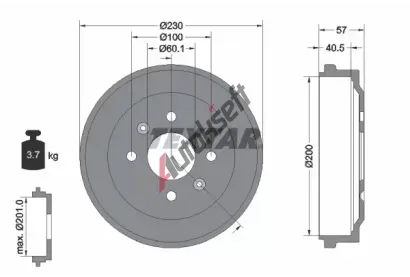TEXTAR Brzdový buben - 200 mm TXT 94047100, 94047100 TEXTAR Brzdový buben - 200 mm TXT 94047100, 94047100