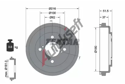 TEXTAR Brzdov buben TXT 94049600, 94049600