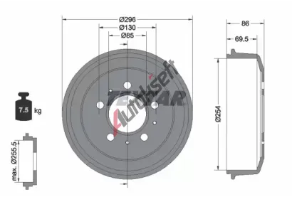 TEXTAR Brzdový buben - 254 mm TXT 94050200, 94050200 TEXTAR Brzdový buben - 254 mm TXT 94050200, 94050200