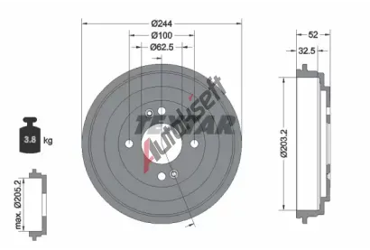 TEXTAR Brzdový buben - 203 mm TXT 94050400, 94050400 TEXTAR Brzdový buben - 203 mm TXT 94050400, 94050400