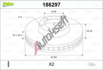 VALEO Brzdový kotouč - 284 mm VA 186297, 186297 VALEO Brzdový kotouč - 284 mm VA 186297, 186297
