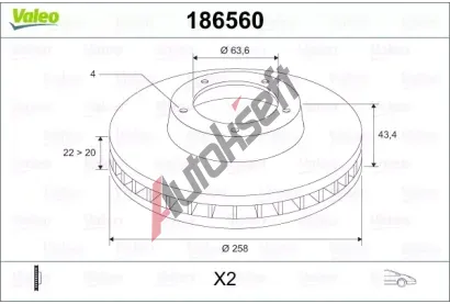 VALEO Brzdov kotou - 258 mm VA 186560, 186560
