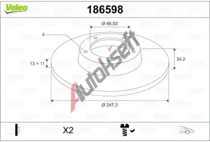 VALEO Brzdov kotou - 247 mm VA 186598, 186598