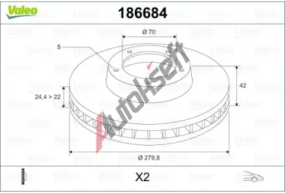 VALEO Brzdov kotou - 280 mm VA 186684, 186684