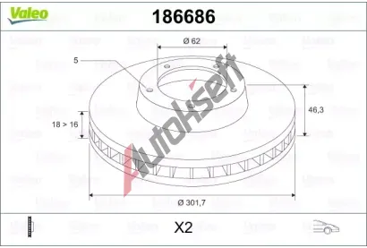 VALEO Brzdový kotouč - 302 mm VA 186686, 186686 VALEO Brzdový kotouč - 302 mm VA 186686, 186686