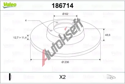 VALEO Brzdový kotouč - 236 mm VA 186714, 186714 VALEO Brzdový kotouč - 236 mm VA 186714, 186714