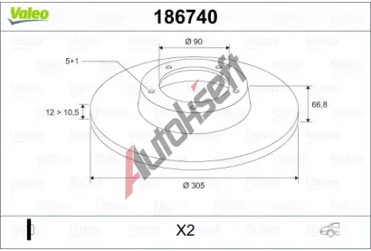 VALEO Brzdov kotou - 305 mm VA 186740, 186740