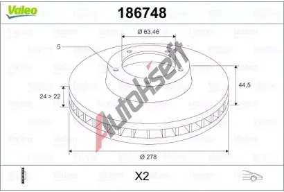 VALEO Brzdov kotou - 278 mm VA 186748, 186748