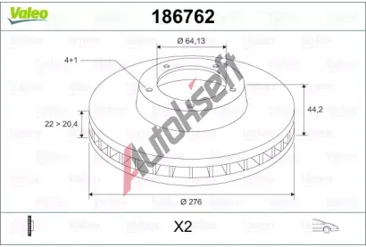 VALEO Brzdový kotouč - 276 mm VA 186762, 186762 VALEO Brzdový kotouč - 276 mm VA 186762, 186762