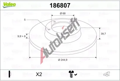 VALEO Brzdov kotou - 245 mm VA 186807, 186807