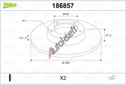 VALEO Brzdový kotouč - 255 mm VA 186857, 186857 VALEO Brzdový kotouč - 255 mm VA 186857, 186857