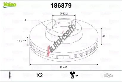VALEO Brzdový kotouč - 241 mm VA 186879, 186879 VALEO Brzdový kotouč - 241 mm VA 186879, 186879