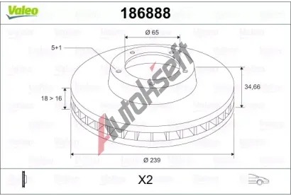 VALEO Brzdový kotouč - 239 mm VA 186888, 186888  VALEO Brzdový kotouč - 239 mm VA 186888, 186888