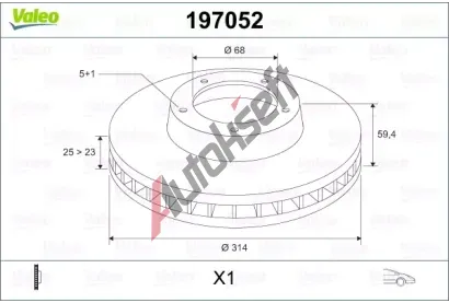 VALEO Brzdový kotouč - 314 mm VA 197052, 197052 VALEO Brzdový kotouč - 314 mm VA 197052, 197052