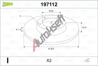 VALEO Brzdový kotouč - 303 mm VA 197112, 197112 VALEO Brzdový kotouč - 303 mm VA 197112, 197112