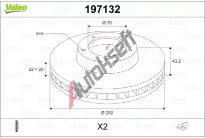 VALEO Brzdový kotouč - 292 mm VA 197132, 197132 VALEO Brzdový kotouč - 292 mm VA 197132, 197132