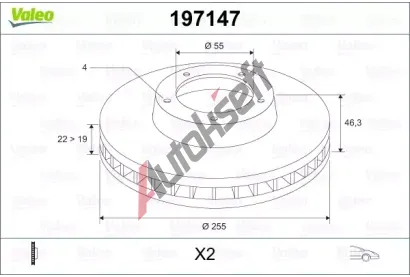 VALEO Brzdov� kotou� - 255 mm VA 197147, 197147
