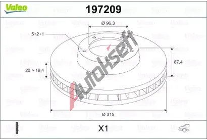VALEO Brzdov kotou - 315 mm VA 197209, 197209