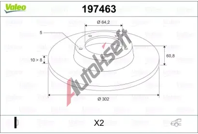 VALEO Brzdový kotouč - 302 mm VA 197463, 197463 VALEO Brzdový kotouč - 302 mm VA 197463, 197463
