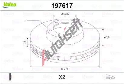 VALEO Brzdový kotouč - 278 mm VA 197617, 197617  VALEO Brzdový kotouč - 278 mm VA 197617, 197617