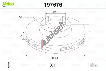 VALEO Brzdový kotouč - 308 mm VA 197676, 197676 VALEO Brzdový kotouč - 308 mm VA 197676, 197676