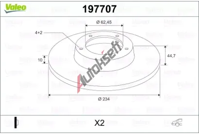VALEO Brzdový kotouč - 234 mm VA 197707, 197707 VALEO Brzdový kotouč - 234 mm VA 197707, 197707