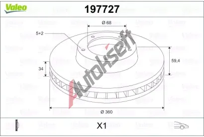 VALEO Brzdový kotouč - 360 mm VA 197727, 197727 VALEO Brzdový kotouč - 360 mm VA 197727, 197727