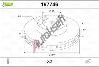 VALEO Brzdový kotouč - 300 mm VA 197746, 197746 VALEO Brzdový kotouč - 300 mm VA 197746, 197746