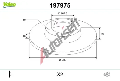 VALEO Brzdový kotouč VA 197975, 197975 VALEO Brzdový kotouč VA 197975, 197975